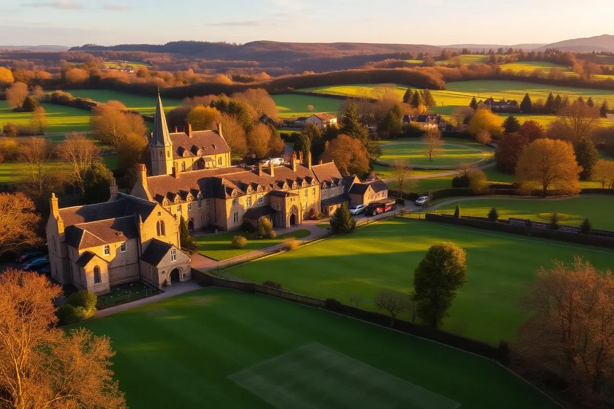 Dean Close School Cotswold stone buildings and grounds in Cheltenham